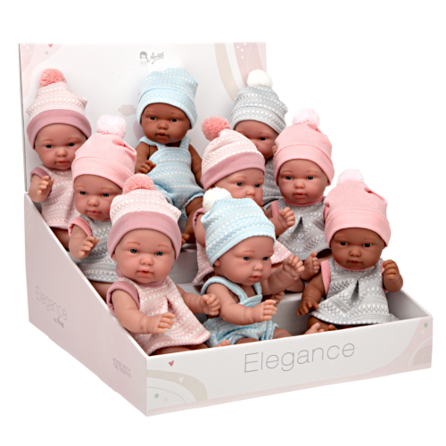 Elegantiški kūdikėliai su kepurėmis, 26 cm
