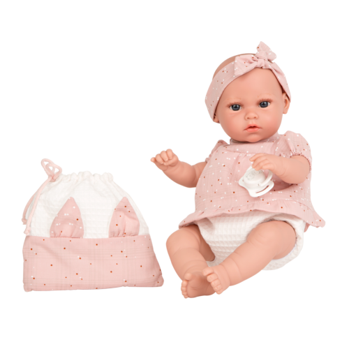 Arias kūdikėlis su maišeliu, rožinė, verkia, 33 cm